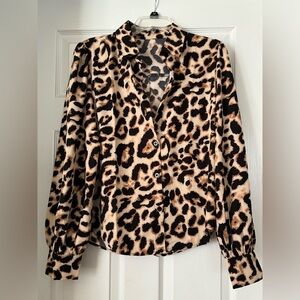 Leopard pattern button up shirt